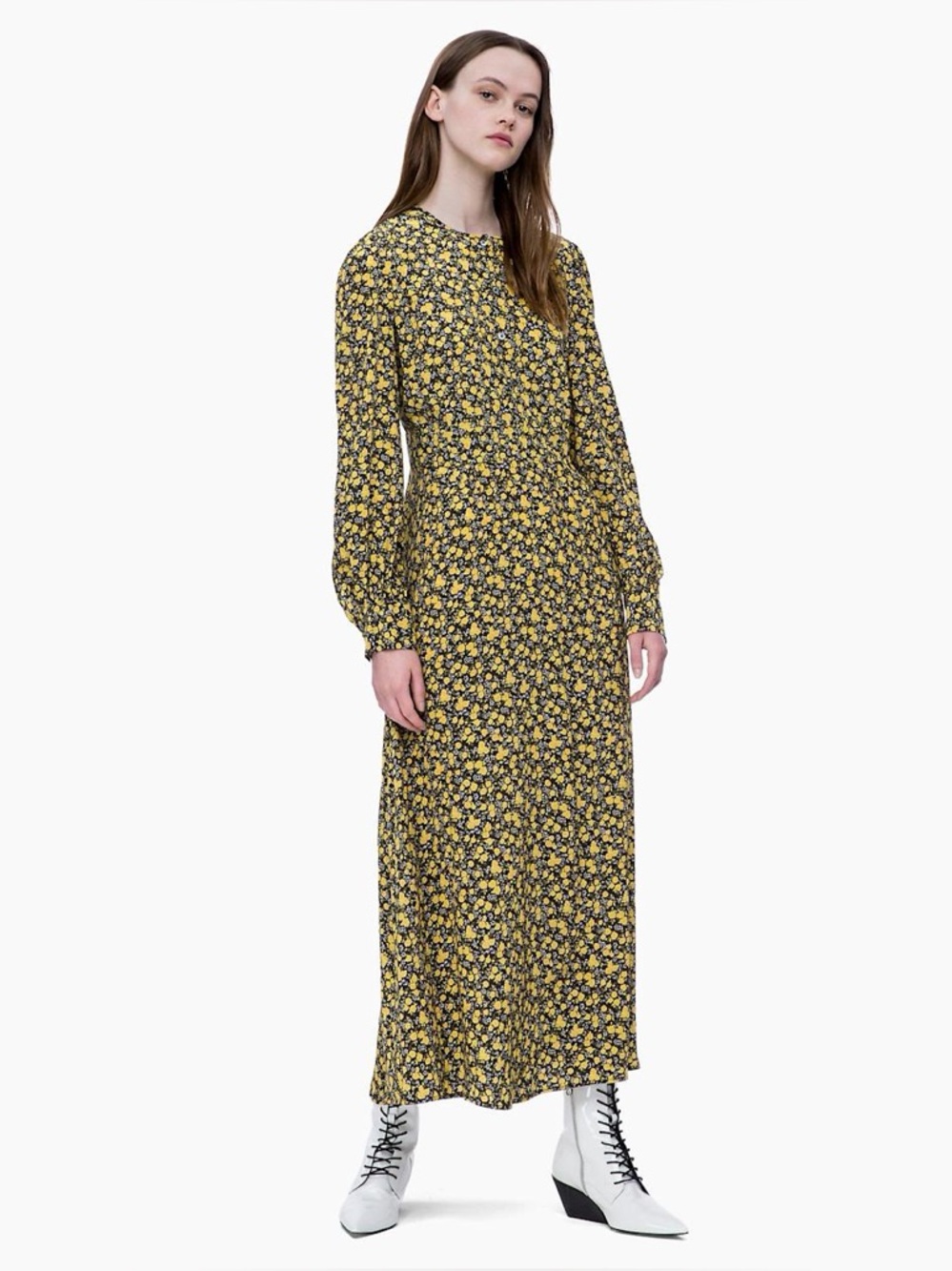 Calvin Klein Floral Long Sleeve Maxi Dress